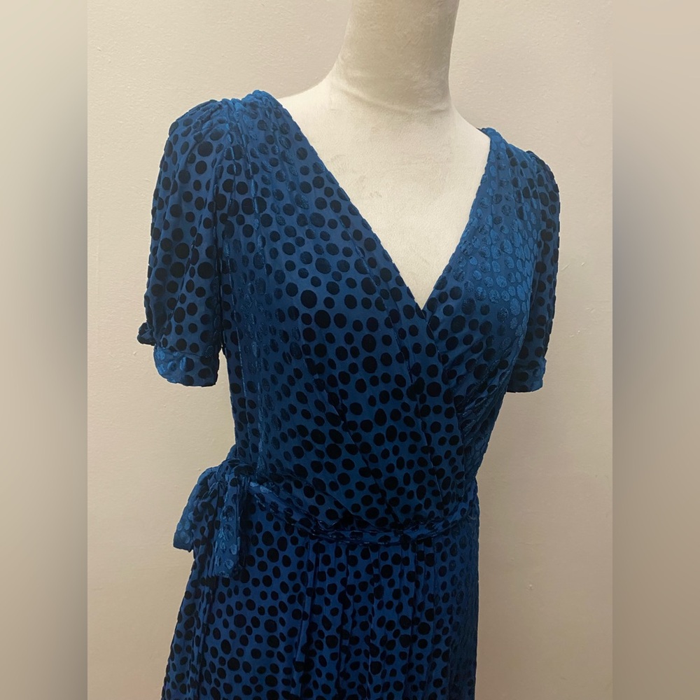 DKNY Navy Polka Dot Midi Dress - Picture 2 of 9